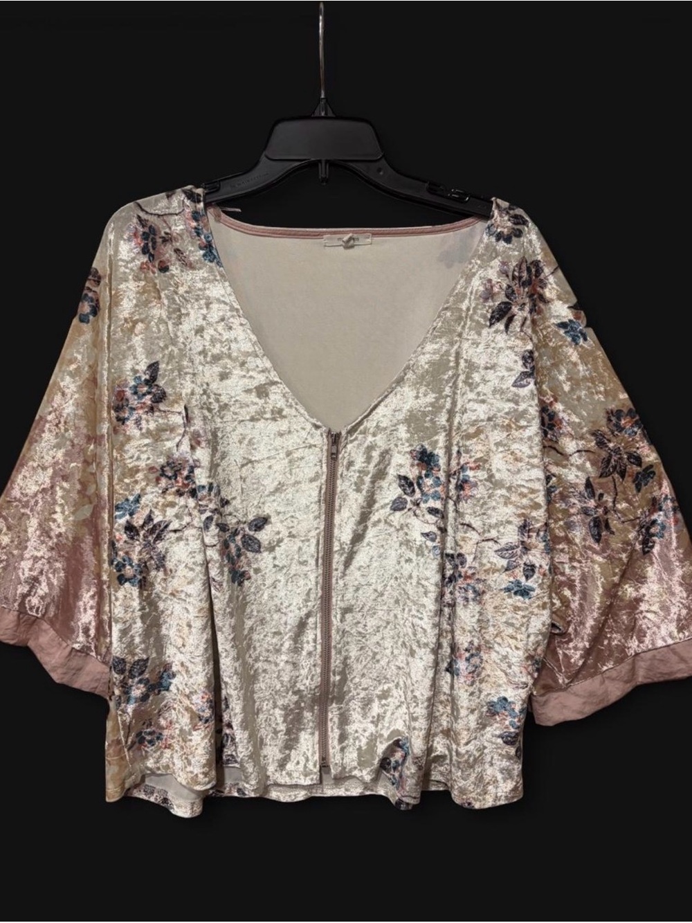 Maurices cream & floral velvet blouse
